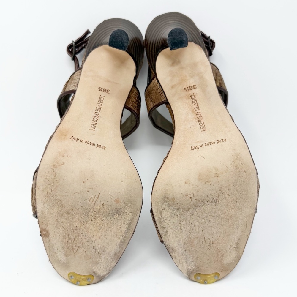 Manolo Blahnik Python Leather Charm Slingback San… - image 8